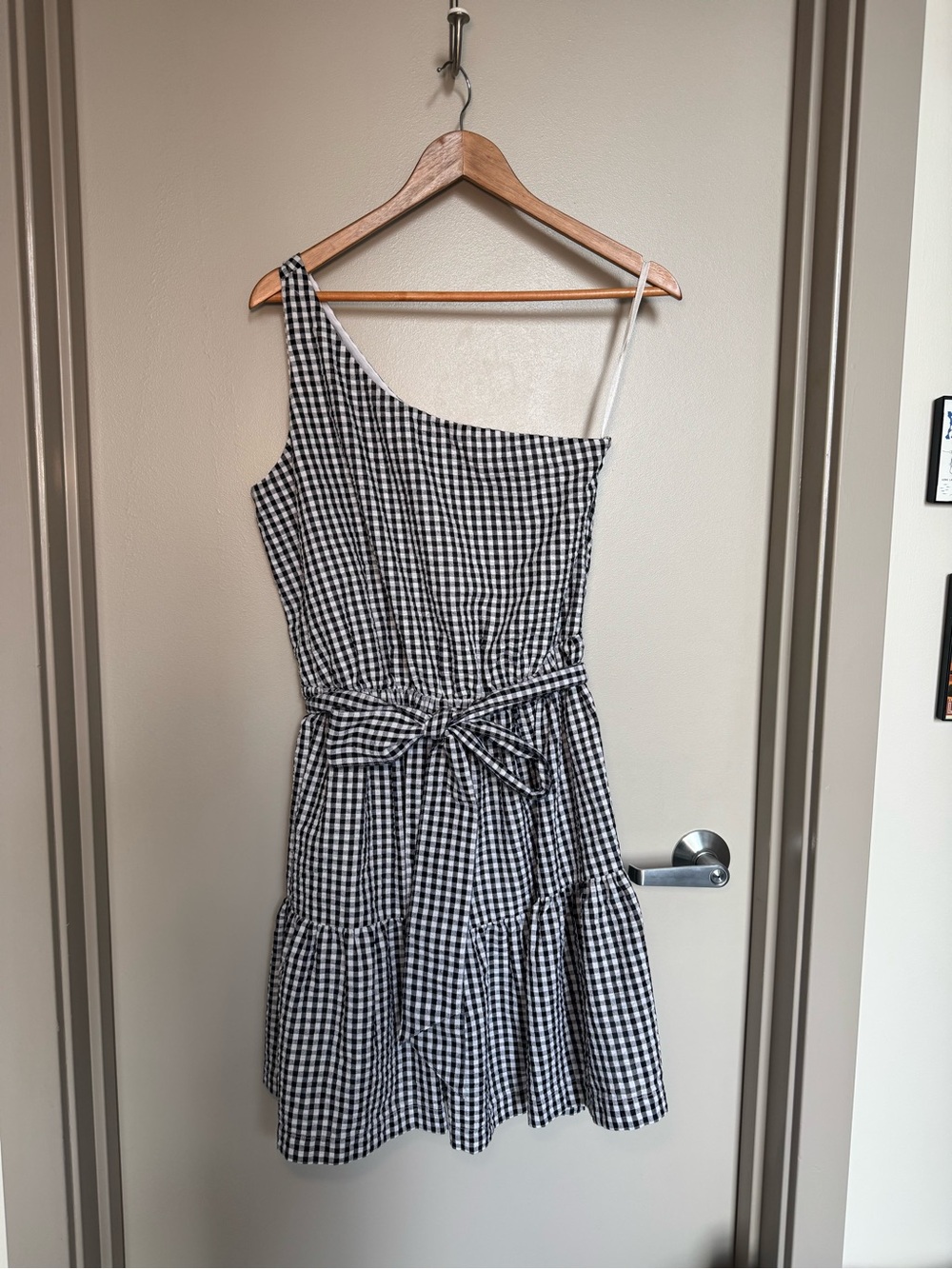 Vineyard Vines Gingham Seersucker One Shoulder Dress